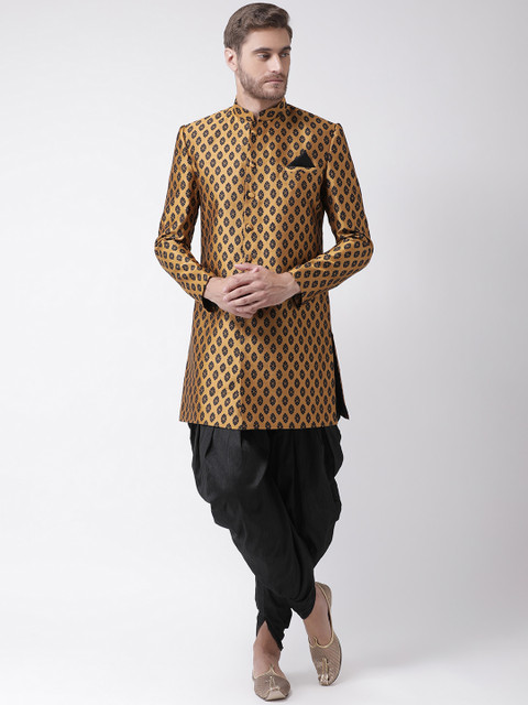 

DEYANN Men Brown & Black Sherwani With Dhoti Pants