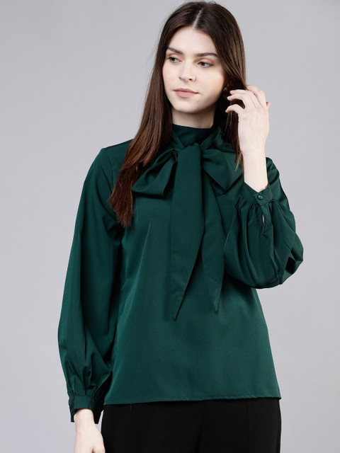 

Tokyo Talkies Women Green Solid Top