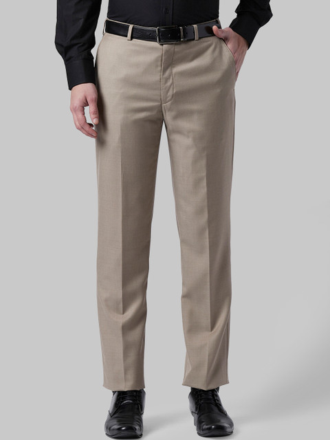 

Park Avenue Men Beige Regular Fit Solid Formal Trousers