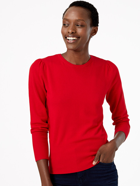 

Marks & Spencer Women Red Solid Sweater