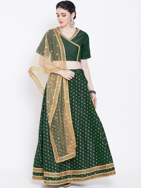 

studio rasa Green & Cream-Coloured Ready to Wear Lehenga & Blouse with Dupatta