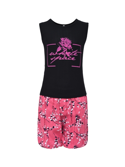 

Aarika Girls Black & Pink Printed Top with Shorts