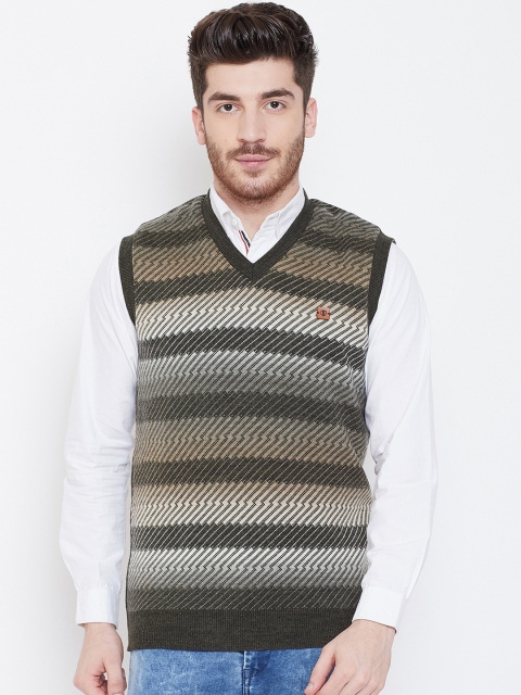 

Duke Men Brown Striped Sweater