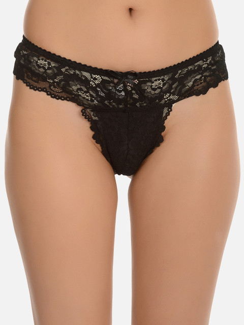 

mod & shy Women Black Lace Thongs MU80