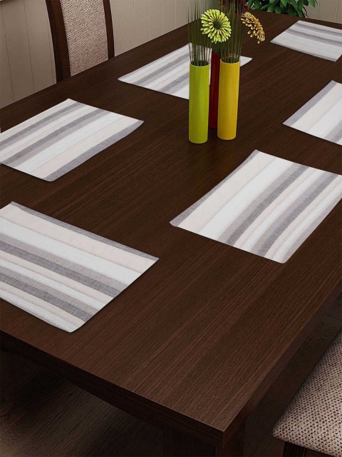 

NEUDIS Set of 6 Grey Striped Table Placemats