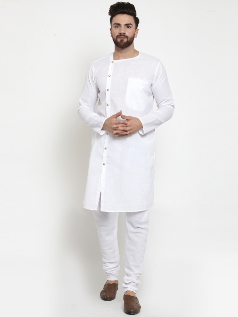 

TREEMODA Men White Solid Straight Lenin Kurta