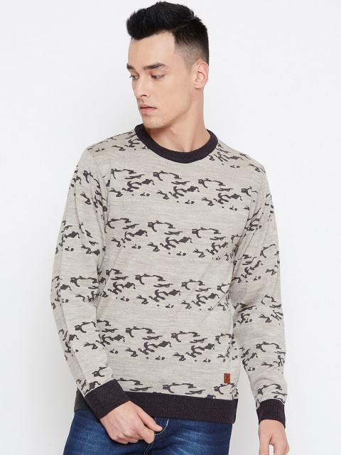 

Duke Men Beige Printed Sweater