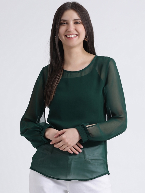 

AkaAyu Women Green Solid Top