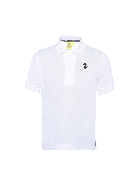 

Punkster Boys White Solid Polo Collar T-shirt
