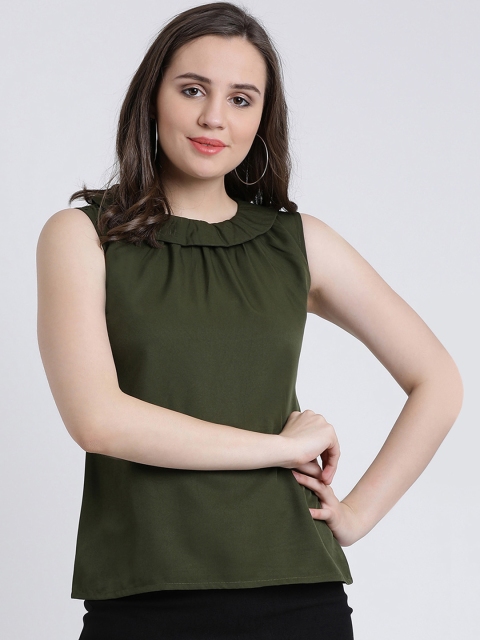 

AkaAyu Women Olive Green Solid Top