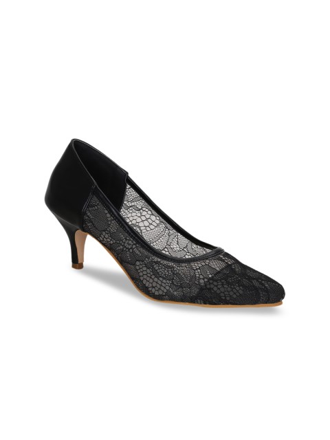 

Get Glamr Women Black Woven Design Pumps