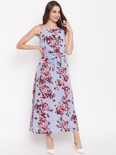 

Mayra Women Blue Floral Print Blouson Dress