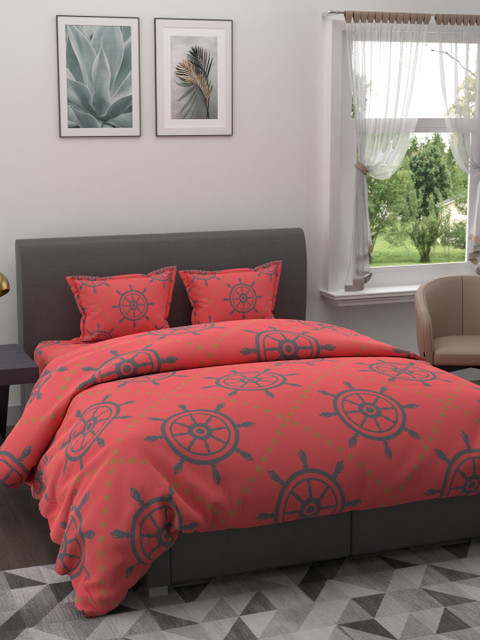 

BIANCA Red & Grey Printed AC Room 150 GSM Double Bedding Set