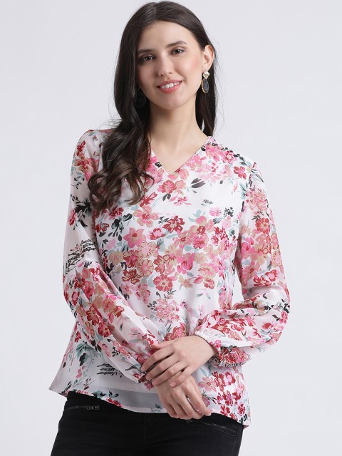 

AkaAyu Women White Printed Top