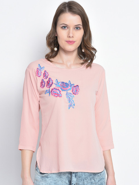 

Mayra Women Pink Embroidered Top