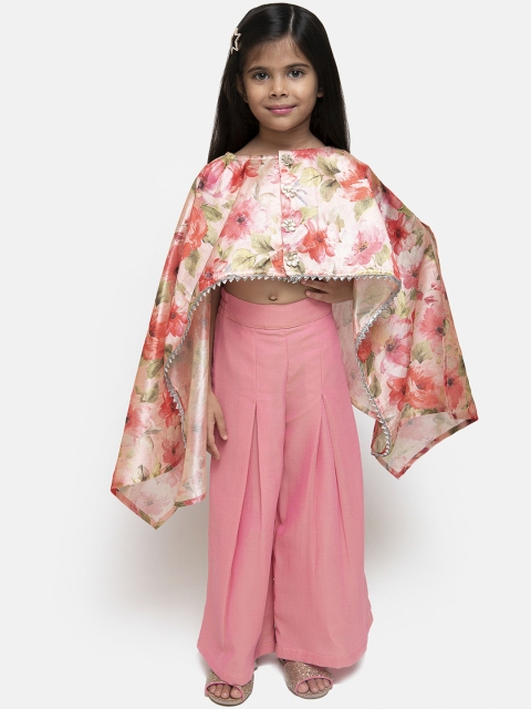 

Fairies Forever Girls Peach-Coloured & Pink Printed Top with Palazzos