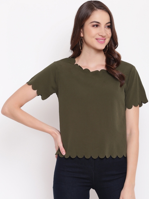 

Mayra Women Olive Green Solid Top