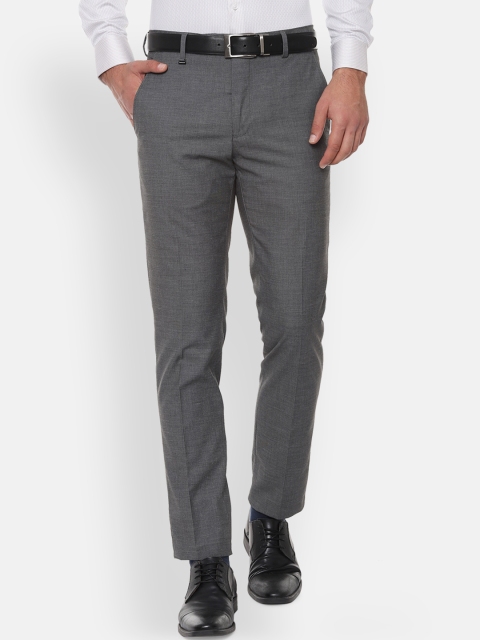 

Van Heusen Men Grey Slim Fit Self Design Formal Trousers