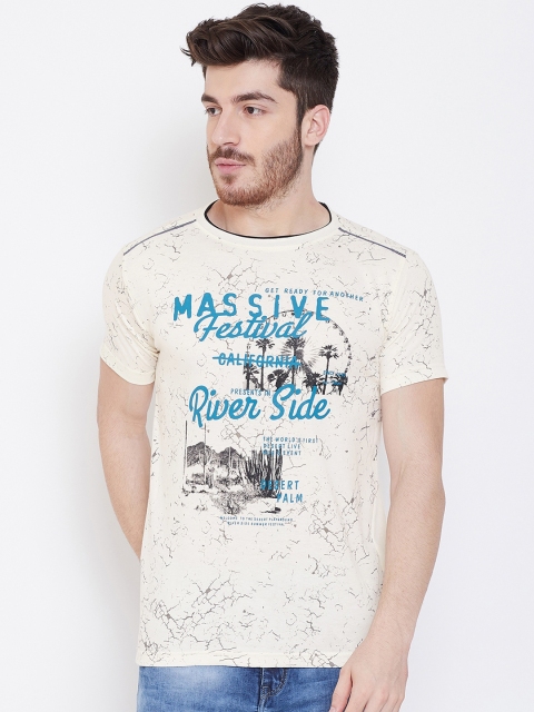 

Duke Men Green Printed Round Neck T-shirt
