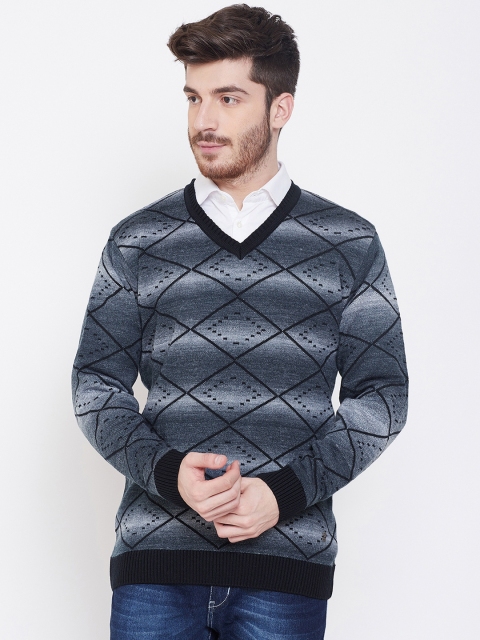 

Duke Men Blue Checked Sweater