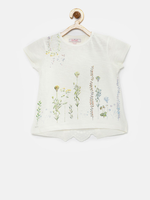 

Nauti Nati Girls Off-White Shimmery Printed Styled Back Top
