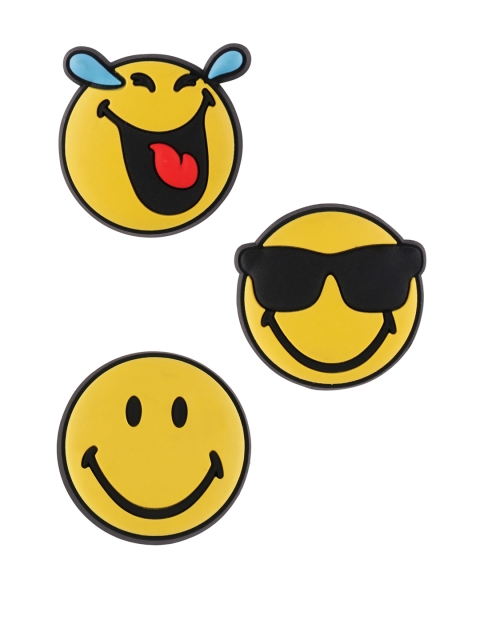 

Crocs Unisex Set of 3 Yellow & Black Smiley Brand Jibbitz Shoe Charms