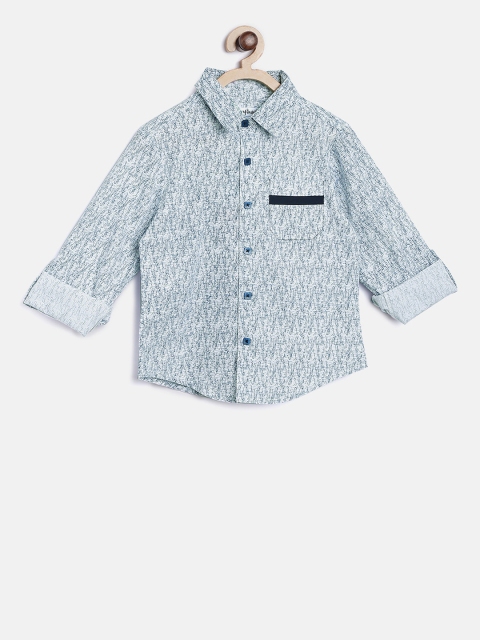 

Nauti Nati Boys Blue & White Regular Fit Printed Casual Shirt