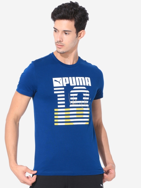

Puma Men Blue Printed Round Neck T-shirt