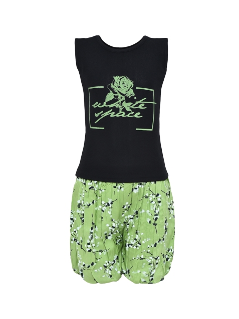 

Aarika Girls Black & Green Printed Top with Shorts