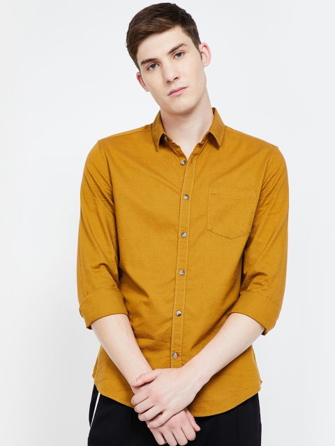 

Fame Forever by Lifestyle Men Mustard Brown Slim Fit Solid Casual Shirt