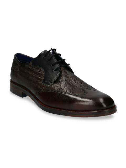 

Bugatti Men Brown Textured Leather Formal Derbys