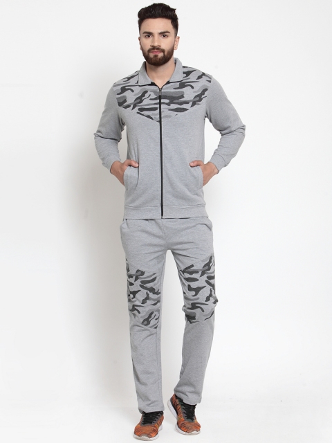 

WILD WEST Men Grey Camouflage Printed Tracksuit
