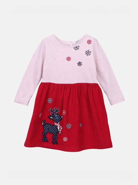 

Beebay Girls Solid Maroon Fit and Flare Dress