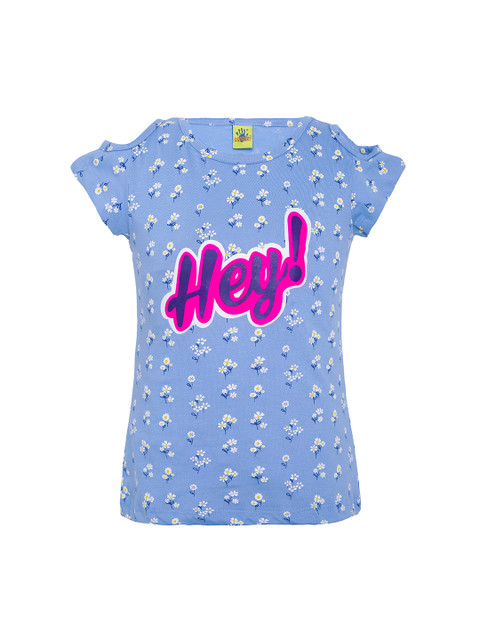

Punkster Girls Blue Printed Round Neck T-shirt