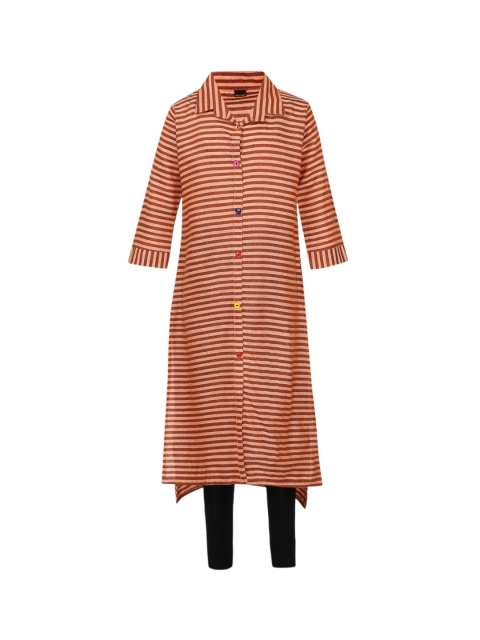 

Aarika Girls Brown & Black Striped Kurta with Churidar