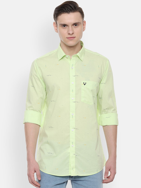 

Allen Solly Men Lime Green Slim Fit Printed Casual Shirt