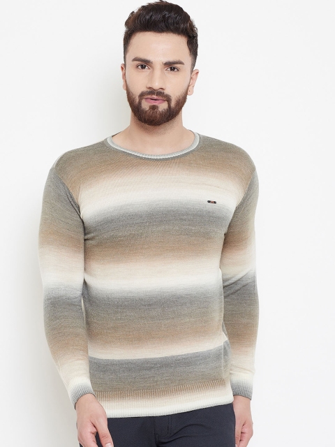 

Duke Men Beige & Brown Striped Sweater