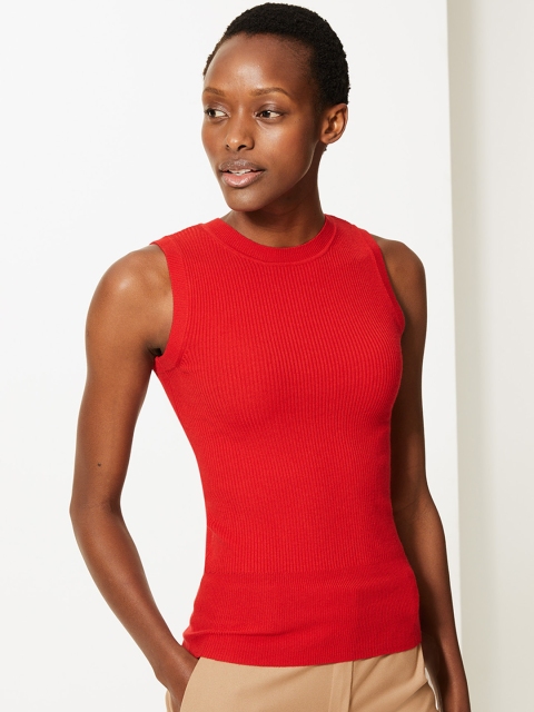 

Marks & Spencer Women Red Solid Sweater