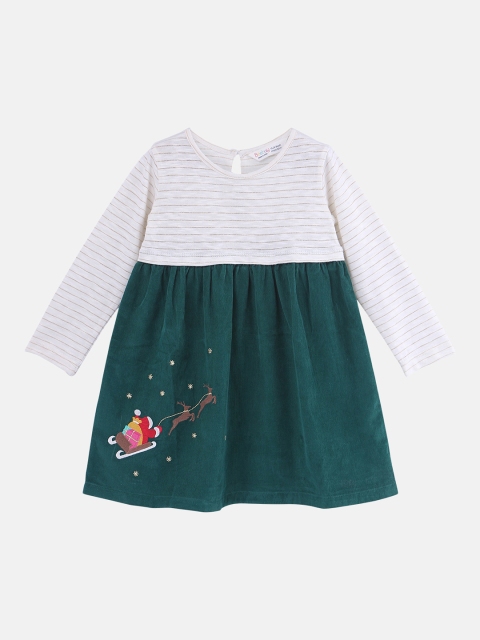 

Beebay Girls Striped White Fit and Flare Dress