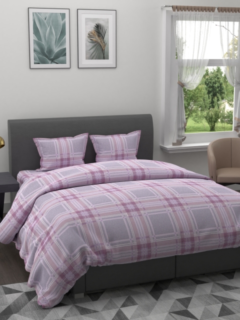 

BIANCA Purple & Pink Checked AC Room 150 GSM Bedding Set