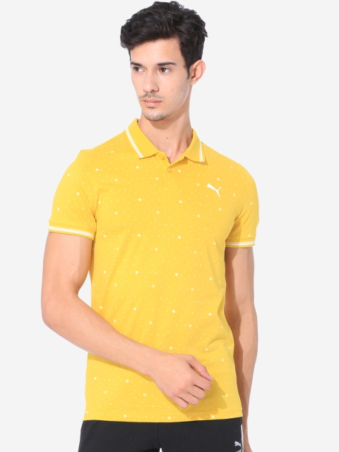 

Puma Men Yellow Printed Polo Collar T-shirt