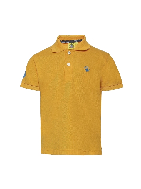 

Punkster Boys Mustard Yellow Solid Polo Collar T-shirt