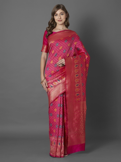 

Mitera Pink Silk Blend Woven Design Banarasi Saree