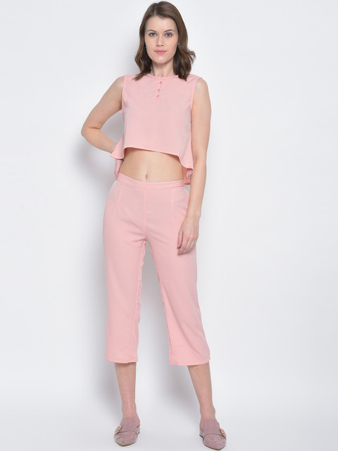 

Mayra Women Pink Solid Top with Capris