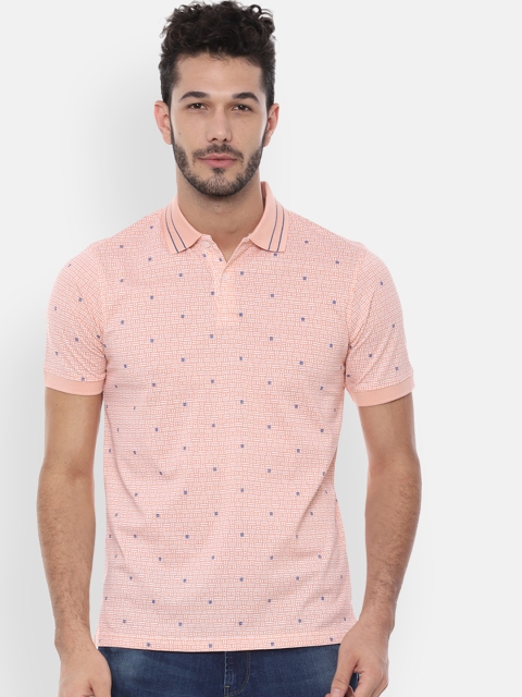 

Allen Solly Men Peach-Coloured Printed Polo Collar T-shirt