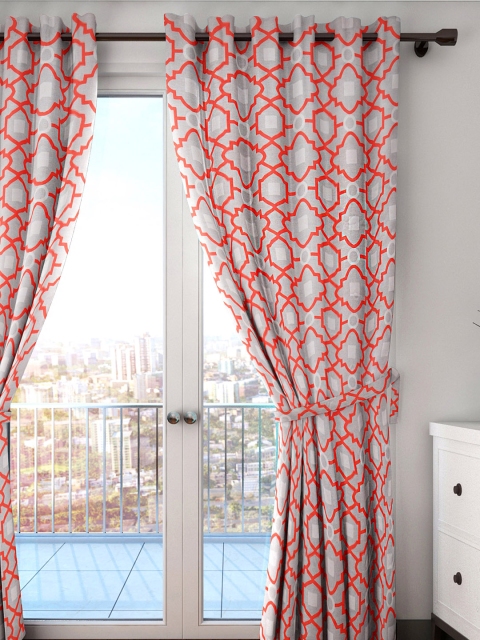 

HOUZZCODE Beige & Orange Single Room Darkening Curtain Curtain