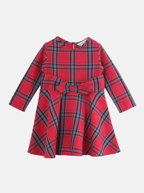 

Beebay Girls Checked Red Fit and Flare Dress