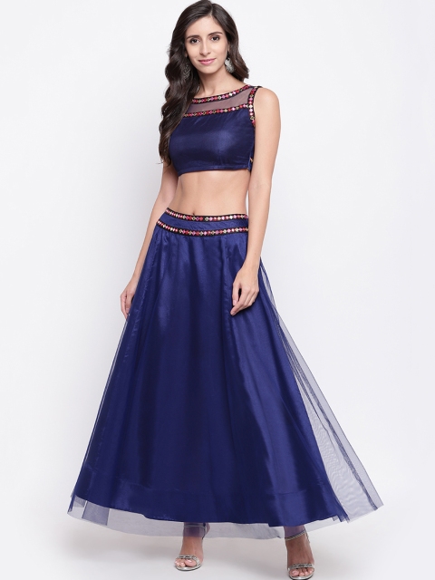 

Shakumbhari Blue Ready to Wear Mirror Work Embroidered Lehenga with Blouse