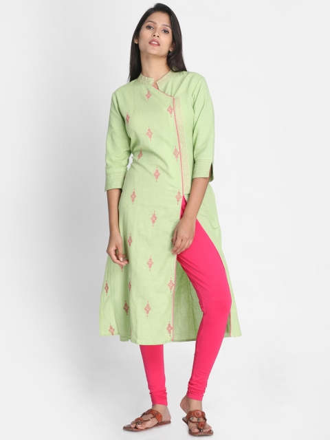 

Nakshi Women Green Embroidered A-Line Kurta
