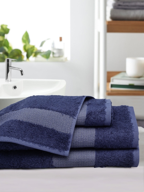 

Portico New York Unisex Set of 4 Blue Solid 350 GSM Towel Set